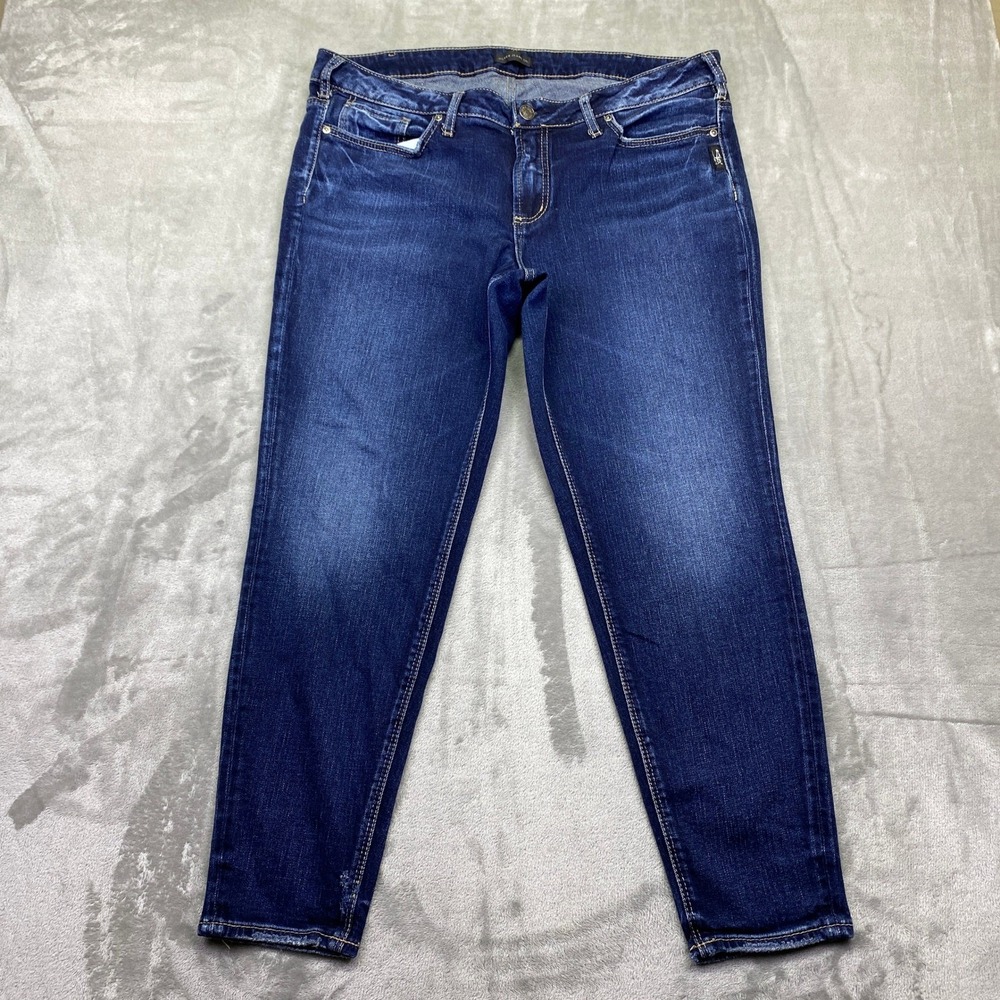 Silver Jeans Co Suki‎ Skinny Dark Wash Denim Jeans Sz 16 Fits 38" Grunge Western